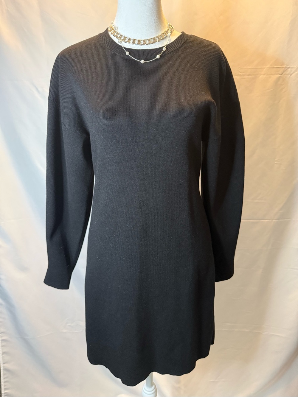 Club Monaco Black Long-Sleeve Knit Dress